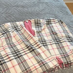 Plaid Pink and Gray Shawl by Martha Stewart